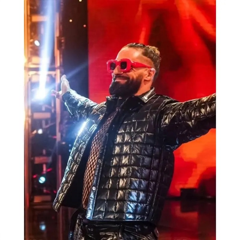 WWE Raw 2023 Seth Rollins Black Puffer Jacket