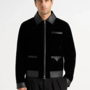 Velvet & Leather Contrast Jacket