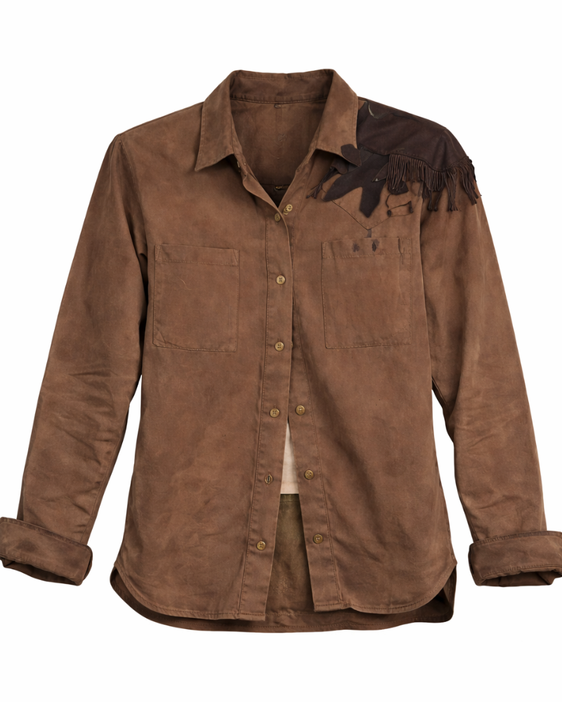 Annabelle Wallis Mutiny 2026 Nicole Raven Brown Leather Shacket
